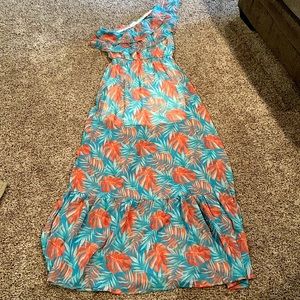 Pink Lily NWOT one shoulder maxi dress